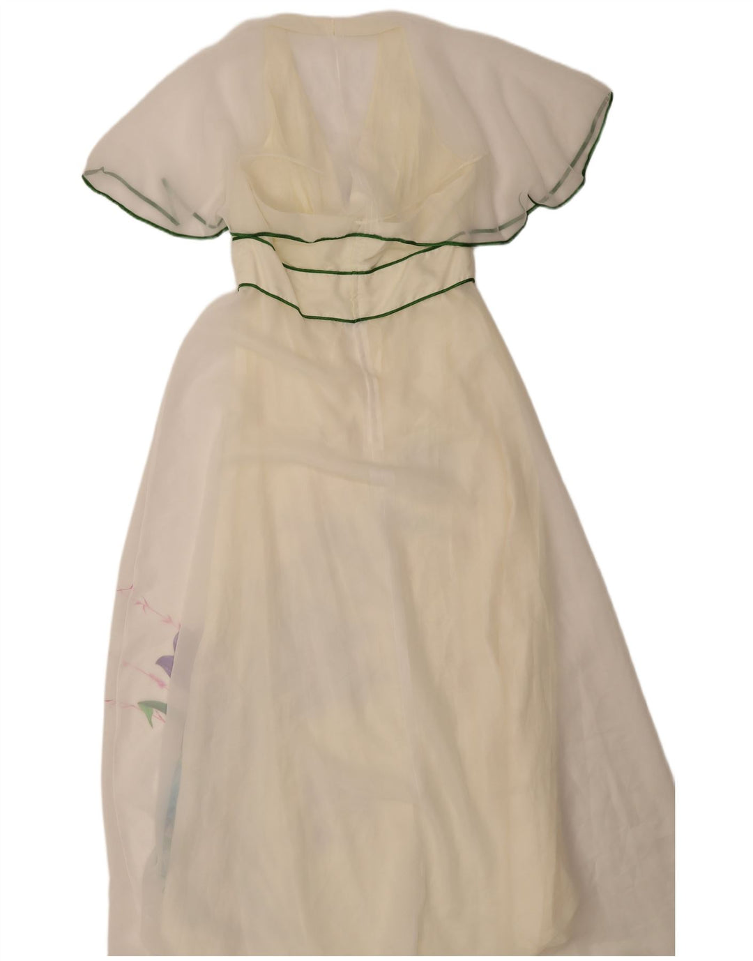 Vintage Womens Maxi Dress IT 46 Large White Floral Polyester