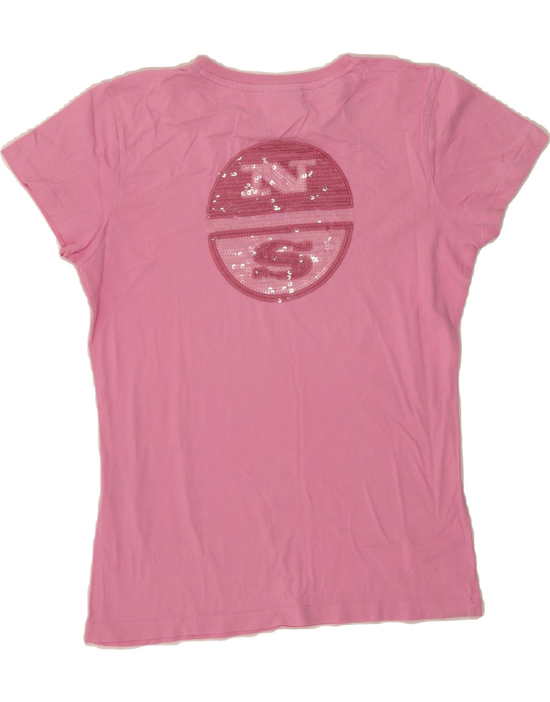 NORTH SAILS Womens Graphic T-Shirt Top UK 12 Medium Pink Cotton Vintage North Sails and Second-Hand North Sails from Messina Hembry 