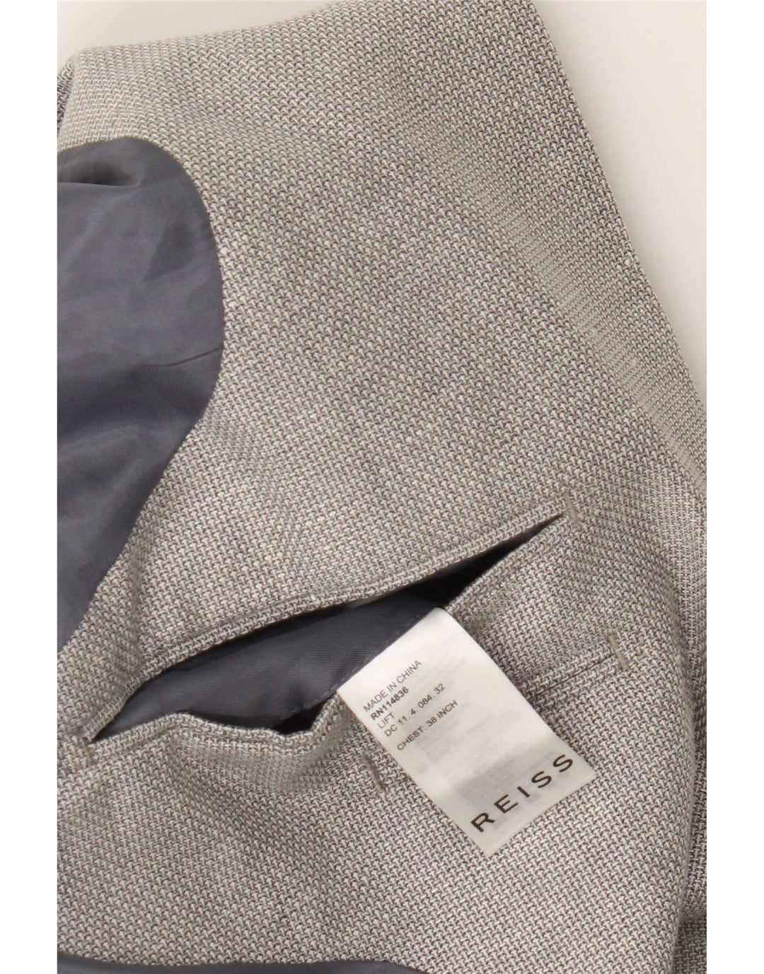 Reiss Mens 2 Button Blazer Jacket UK 38 Medium Grey Wool