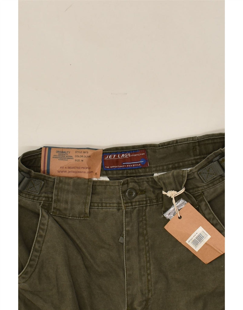 JET LAG Mens Capri Cargo Trousers Medium W32 L18  Green Cotton | Vintage Jet Lag | Thrift | Second-Hand Jet Lag | Used Clothing | Messina Hembry 