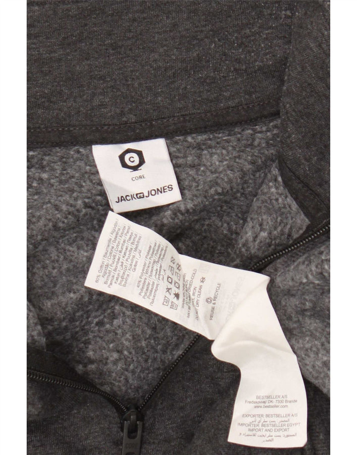 Jack & Jones Mens Core Zip Neck Sweatshirt Jumper Medium Grey Colourblock