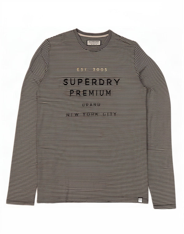 Superdry Womens Graphic Top Long Sleeve UK 12 Medium Black Striped