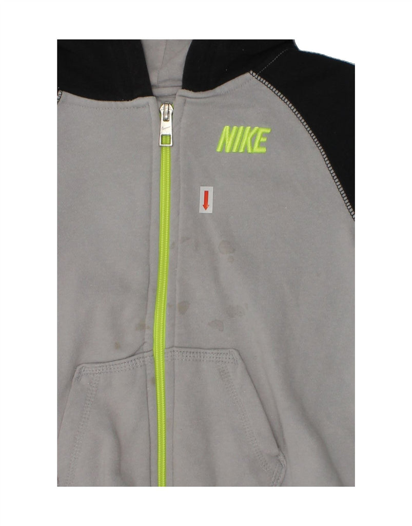 NIKE Boys Zip Hoodie Sweater 3-4 Years Grey Colourblock Cotton | Vintage Nike | Thrift | Second-Hand Nike | Used Clothing | Messina Hembry 