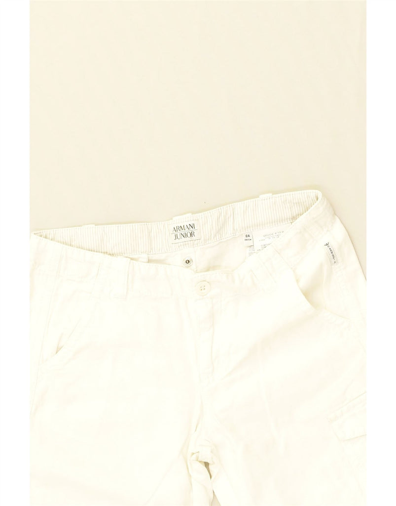 ARMANI JUNIOR Boys Cargo Shorts 7-8 Years W26  White Cotton | Vintage Armani Junior | Thrift | Second-Hand Armani Junior | Used Clothing | Messina Hembry 