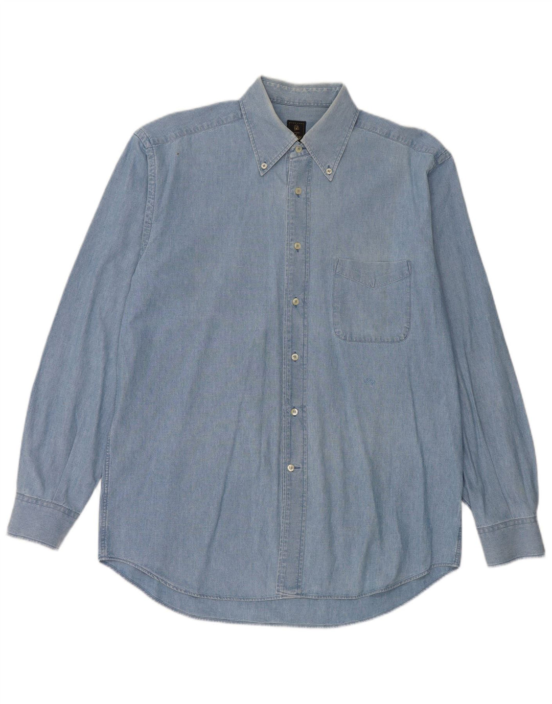 Fay Mens Denim Shirt Large Blue Cotton