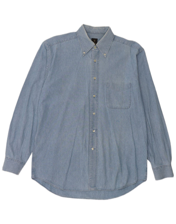 Fay Mens Denim Shirt Large Blue Cotton