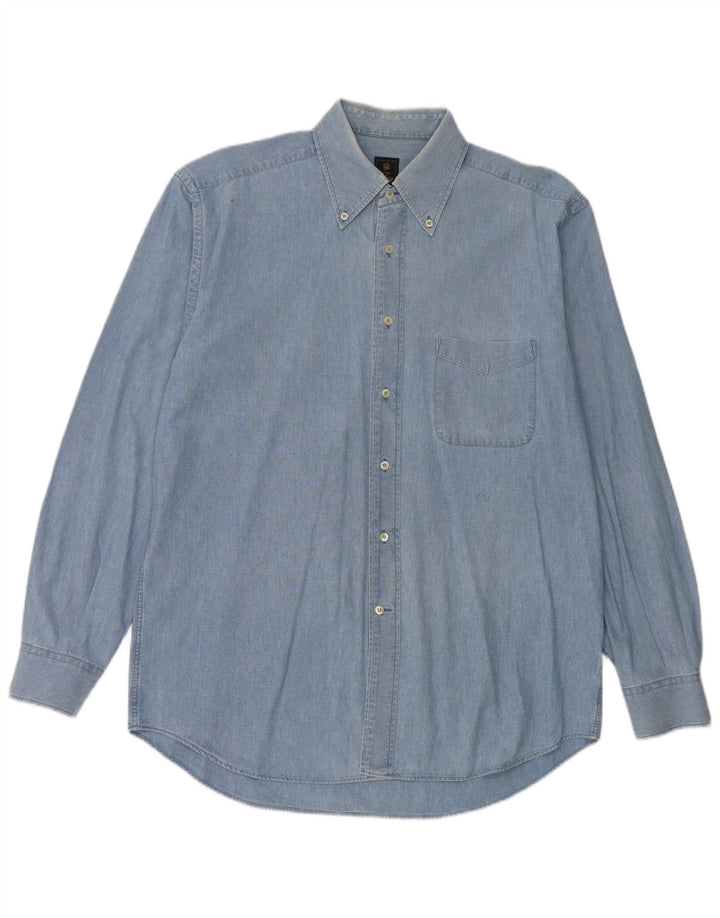 Fay Mens Denim Shirt Large Blue Cotton