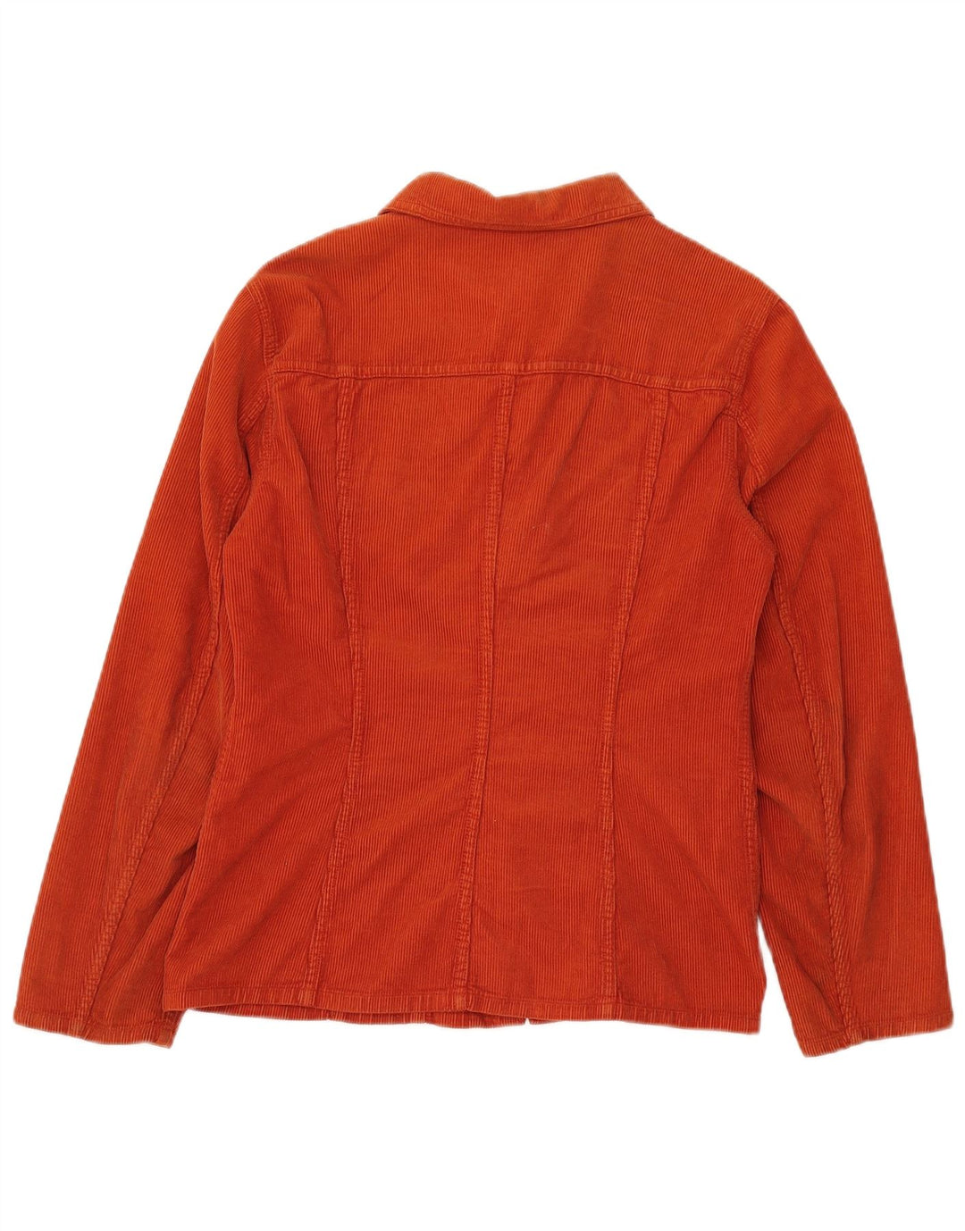 Benetton Womens Corduroy Shirt UK 14 Medium Orange Cotton
