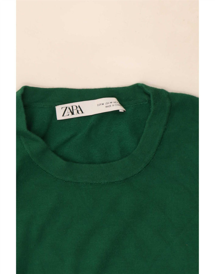 Zara Womens Crew Neck Jumper Sweater UK 12 Medium Green