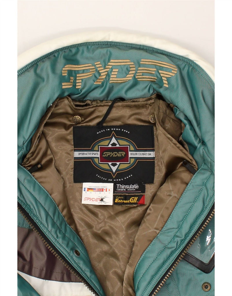 SPYDER Mens Graphic Ski Jacket UK 42 XL Green Colourblock Nylon | Vintage Spyder | Thrift | Second-Hand Spyder | Used Clothing | Messina Hembry 