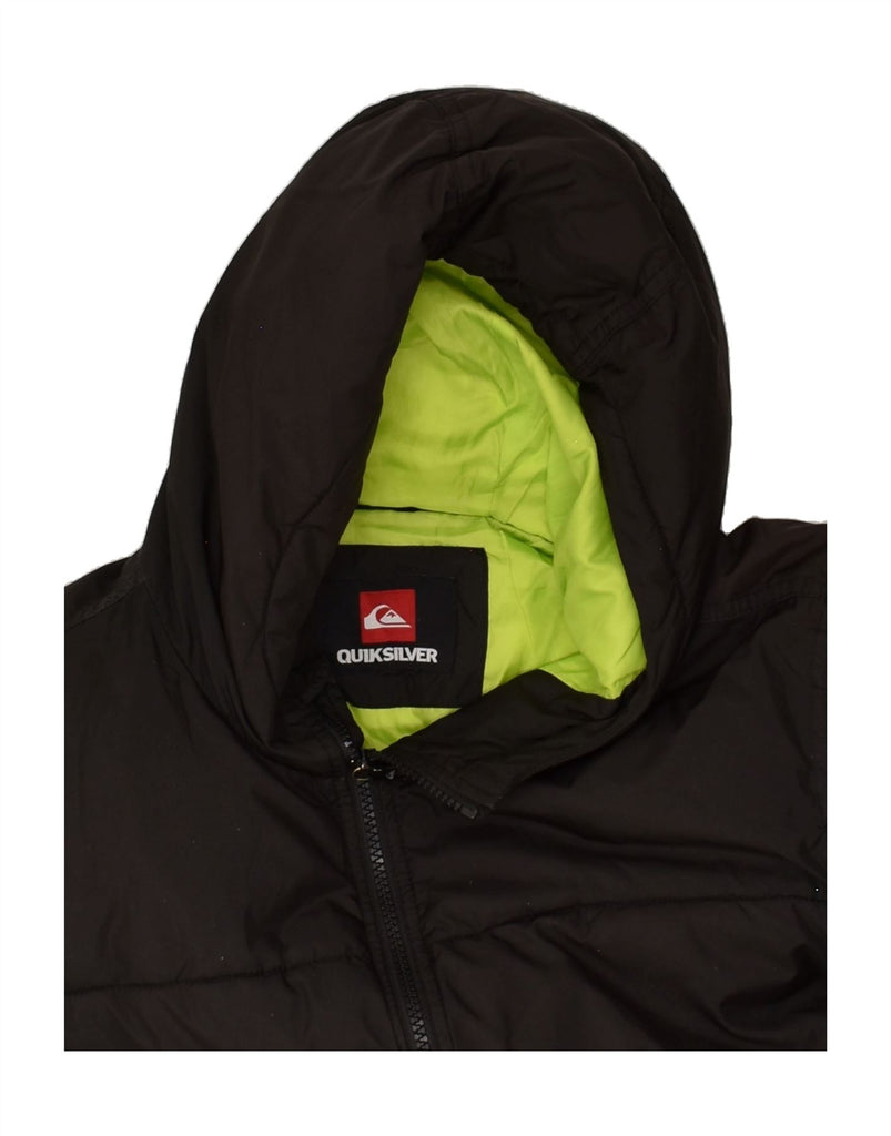 QUIKSILVER Boys Hooded Padded Jacket 14-15 Years Black Polyester | Vintage Quiksilver | Thrift | Second-Hand Quiksilver | Used Clothing | Messina Hembry 