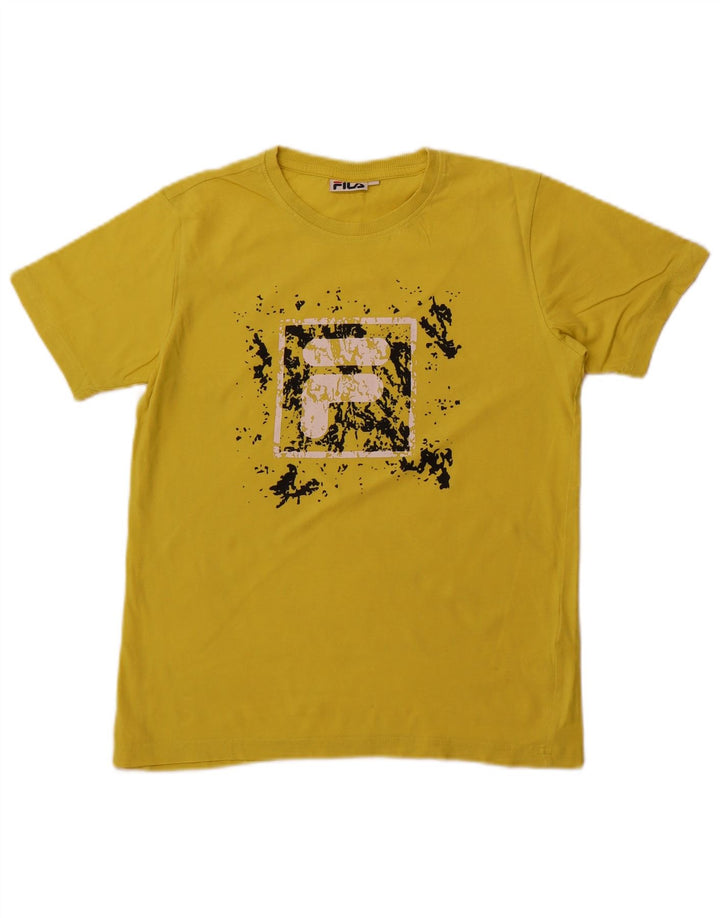 Fila Boys Graphic T-Shirt Top 13-14 Years Yellow Cotton