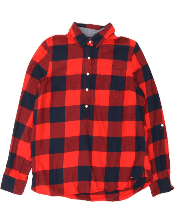 TOMMY HILFIGER Womens Pullover Shirt UK 14 Medium Red Check Cotton Vintage Tommy Hilfiger and Second-Hand Tommy Hilfiger from Messina Hembry 