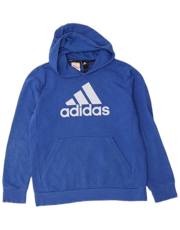 Adidas Boys Graphic Hoodie Jumper 13-14 Years Blue Cotton
