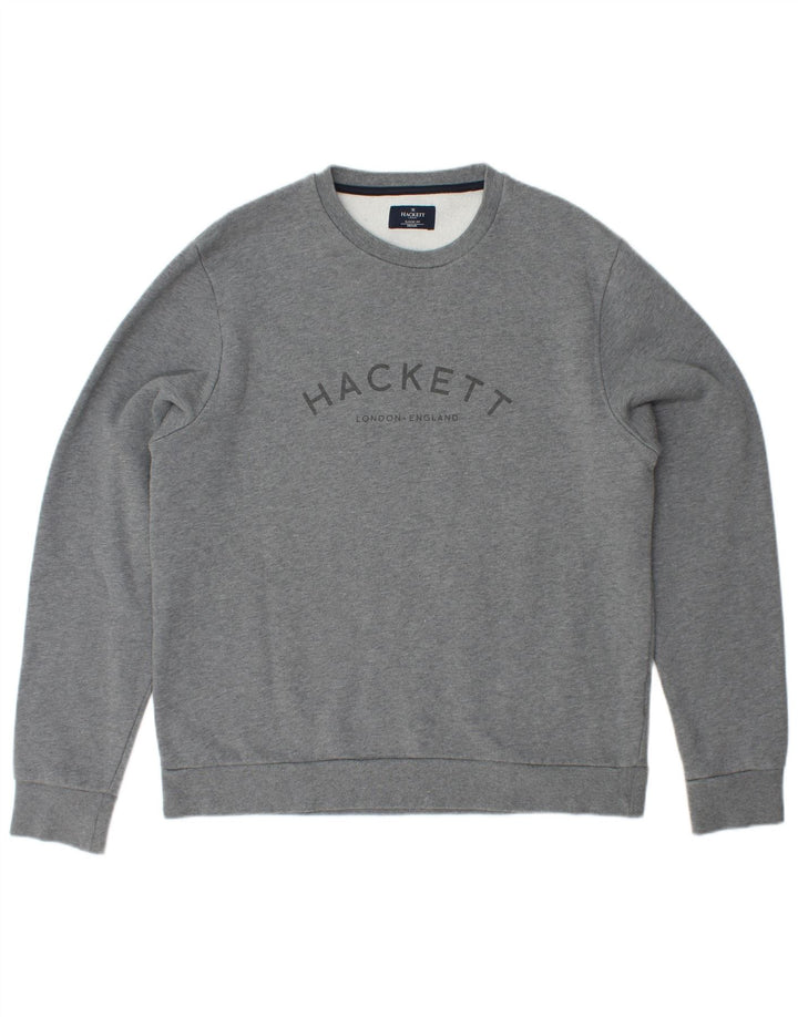 HACKETT Mens Classic Fit Graphic Sweatshirt Jumper Medium Grey Cotton
