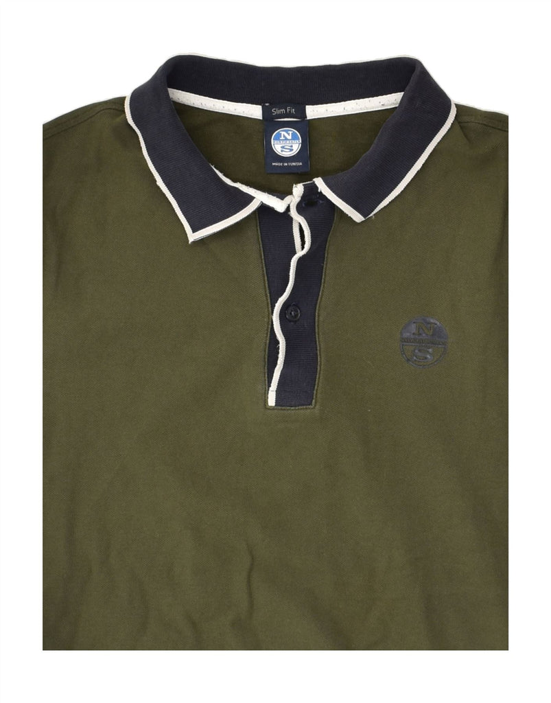 NORTH SAILS Mens Long Sleeve Polo Shirt Medium Green Cotton | Vintage North Sails | Thrift | Second-Hand North Sails | Used Clothing | Messina Hembry 