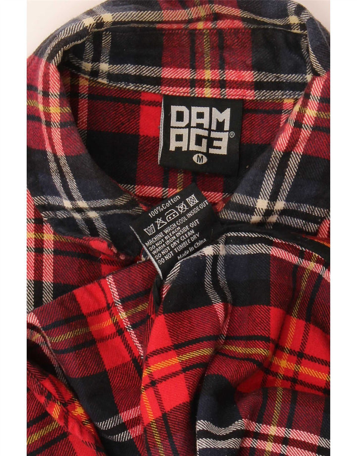 Vintage Mens Flannel Shirt Medium Red Check Cotton
