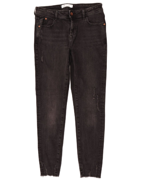 Zara Womens Distressed Skinny Jeans EU 38 Small W28 L27 Grey Cotton