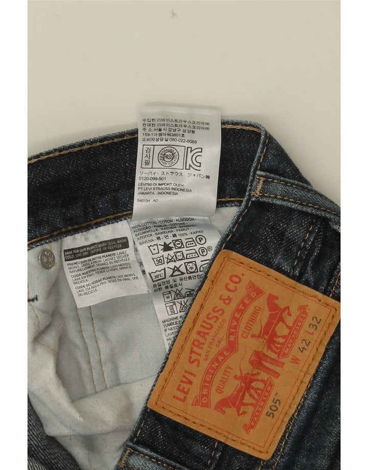 Levi's Mens 505 Straight Jeans W42 L28 Blue Cotton