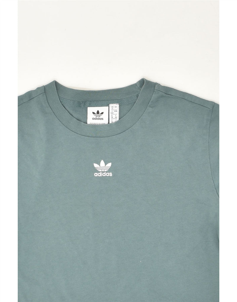 ADIDAS Womens Crop Top UK 12 Medium Grey Cotton | Vintage Adidas | Thrift | Second-Hand Adidas | Used Clothing | Messina Hembry 