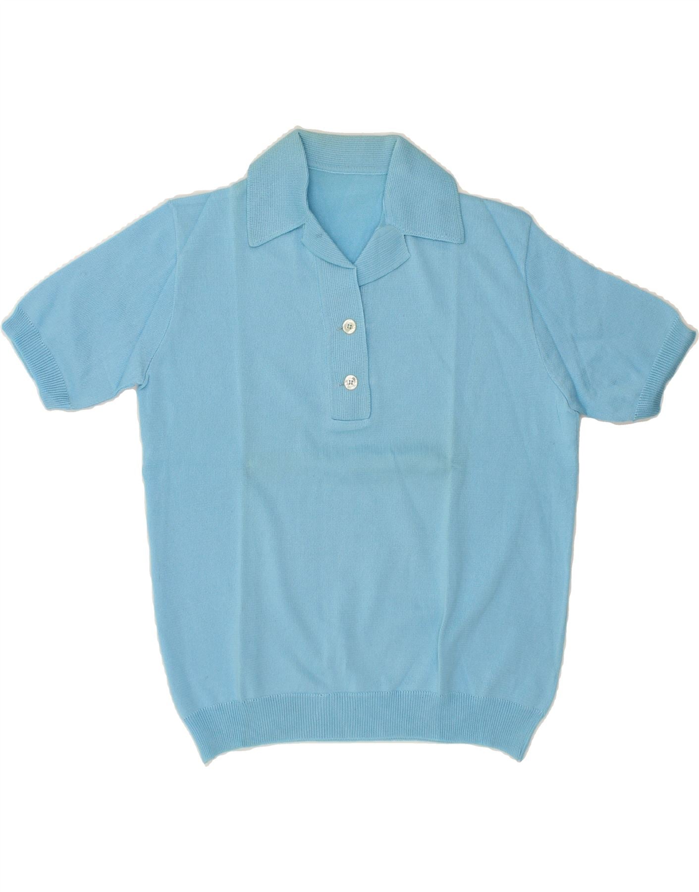 VINTAGE Womens Short Sleeve Polo Neck Jumper Sweater UK 16 Large