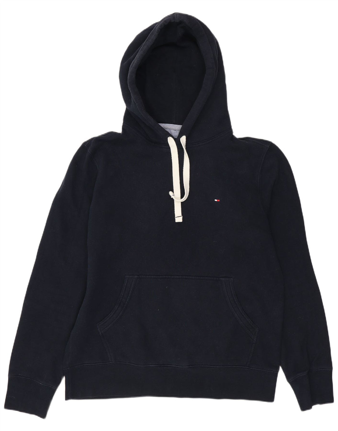 TOMMY HILFIGER Mens Hoodie Jumper Medium Navy Blue Cotton