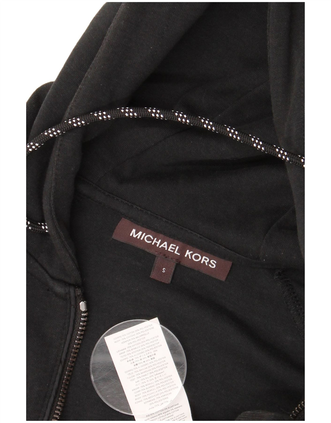 MICHAEL KORS Mens Graphic Zip Hoodie Sweater Small Black Colourblock
