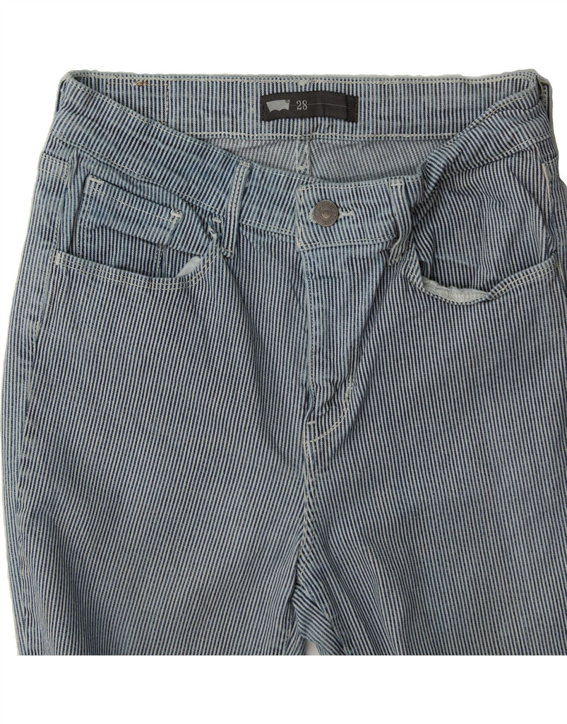 LEVI'S Womens Skinny Casual Trousers W28 L28 Blue Striped Cotton Vintage Levi's and Second-Hand Levi's from Messina Hembry 