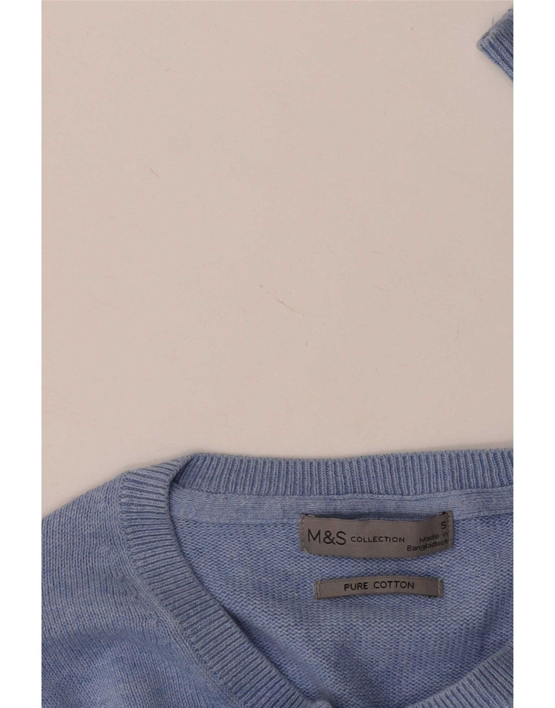 Marks & Spencer Mens V-Neck Jumper Sweater Small Blue Cotton