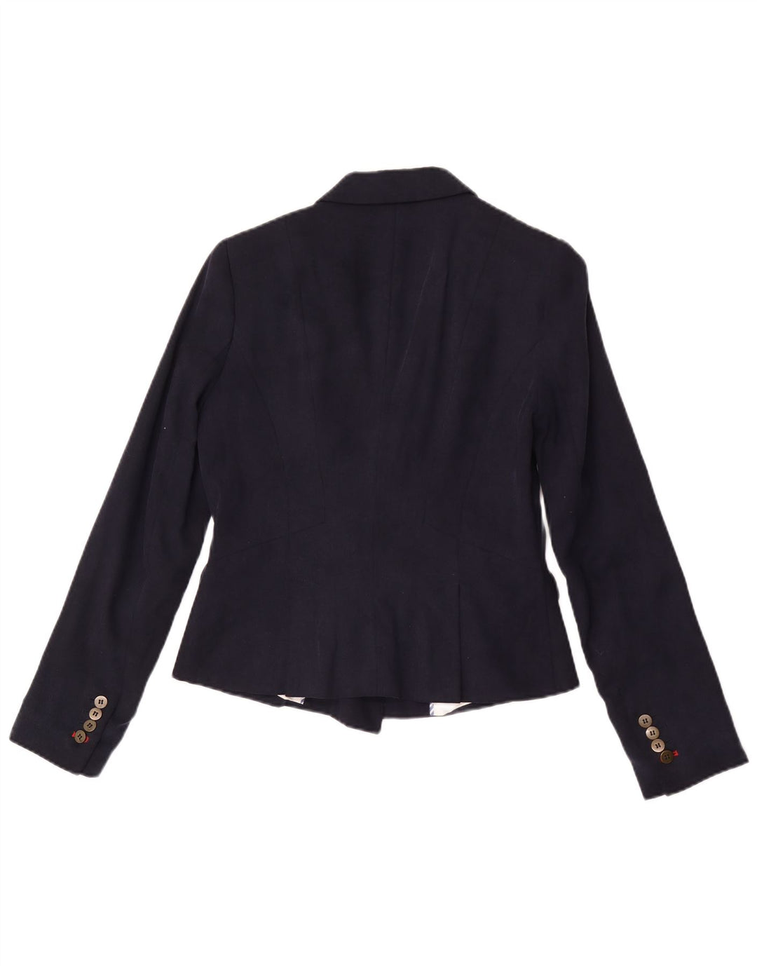 Zara Womens Double Breasted Blazer Jacket UK 12 Medium Navy Blue Lyocell