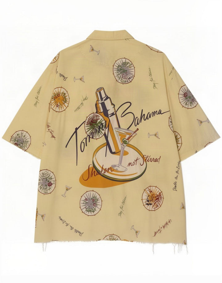 Tommy Bahama Mens Short Sleeve Abstract Pattern Shirt Medium Yellow Beach