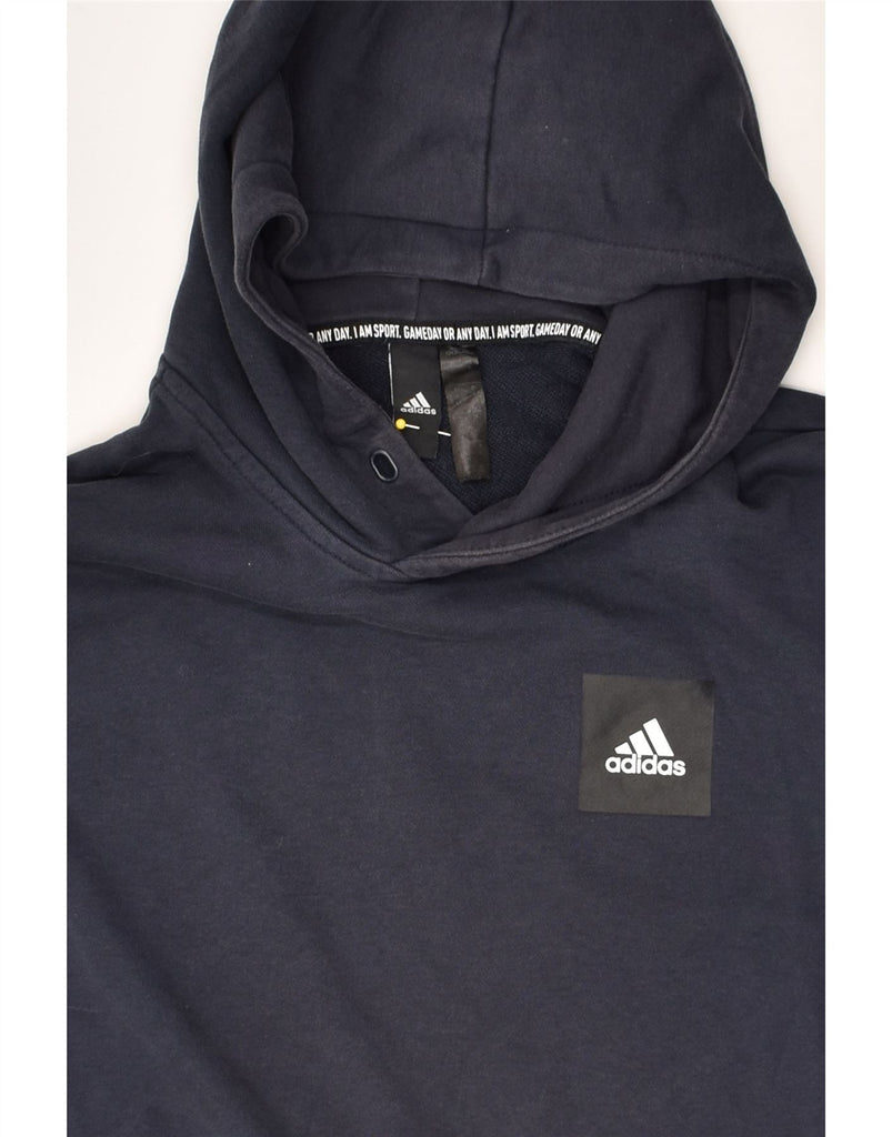 ADIDAS Mens Graphic Hoodie Jumper Small Navy Blue Cotton | Vintage Adidas | Thrift | Second-Hand Adidas | Used Clothing | Messina Hembry 