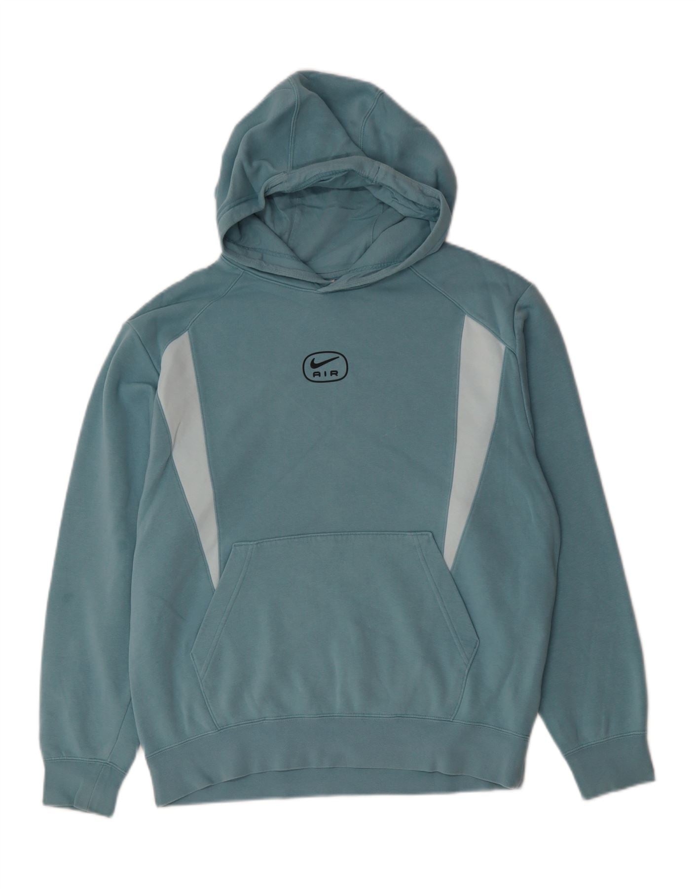 NIKE Heren Grafische Hoodie Trui Medium Blauw Kleurblok Katoen