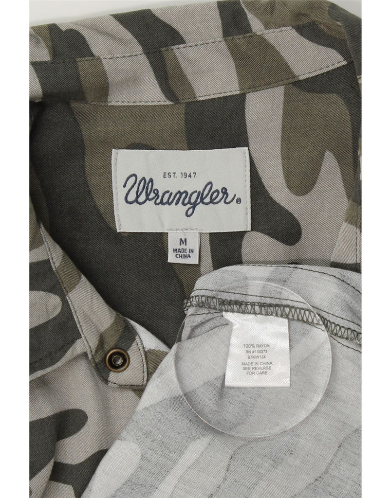 WRANGLER Womens Shirt UK 14 Medium Green Camouflage Rayon Vintage Wrangler and Second-Hand Wrangler from Messina Hembry 