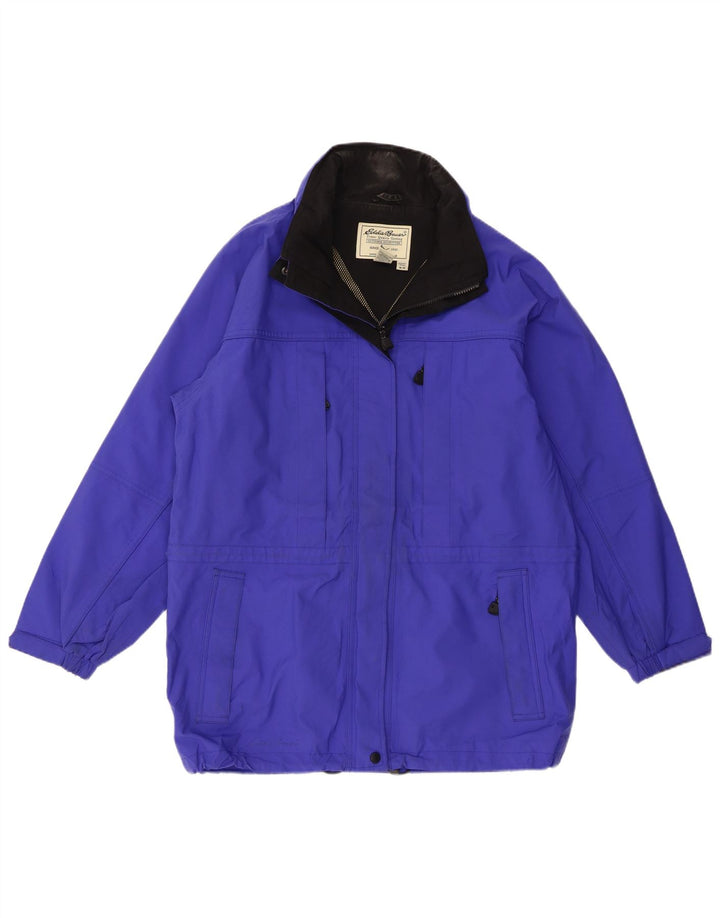 Eddie Bauer Womens Hooded Utility Jacket UK 14 Medium Blue Polyester