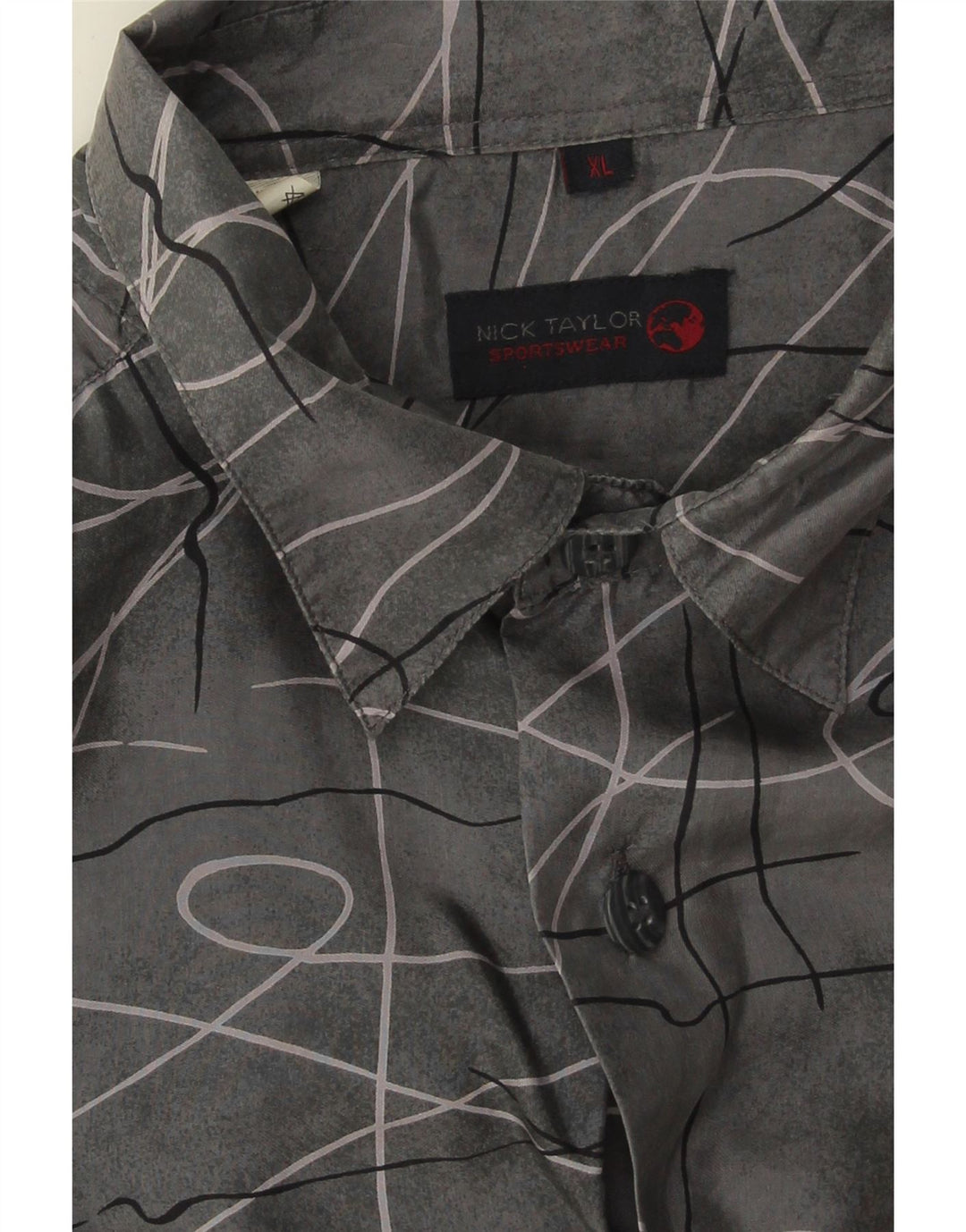 NICK TAYLOR Mens Abstract Pattern Short Sleeve Shirt XL Grey Vintage Nick Taylor and Second-Hand Nick Taylor from Messina Hembry 