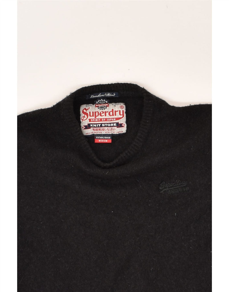 SUPERDRY Womens Crew Neck Jumper Sweater UK 14 M Black Lambswool | Vintage Superdry | Thrift | Second-Hand Superdry | Used Clothing | Messina Hembry 