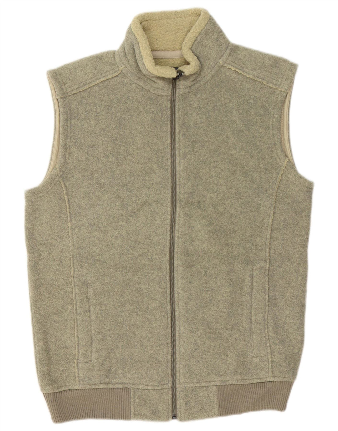 Marks & Spencer Mens Sleeveless Tracksuit Top Jacket Medium Khaki Polyester