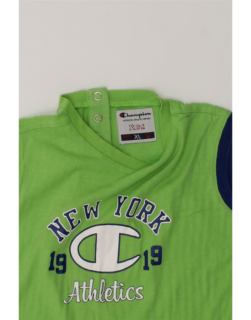 CHAMPION Boys Graphic Vest Top 2-3 Years XL  Green | Vintage Champion | Thrift | Second-Hand Champion | Used Clothing | Messina Hembry 