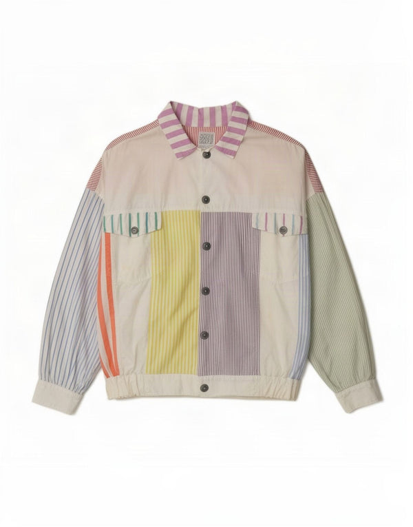 Naf Mens Bomber Jacket UK 42 XL Multicoloured Striped Cotton Retro