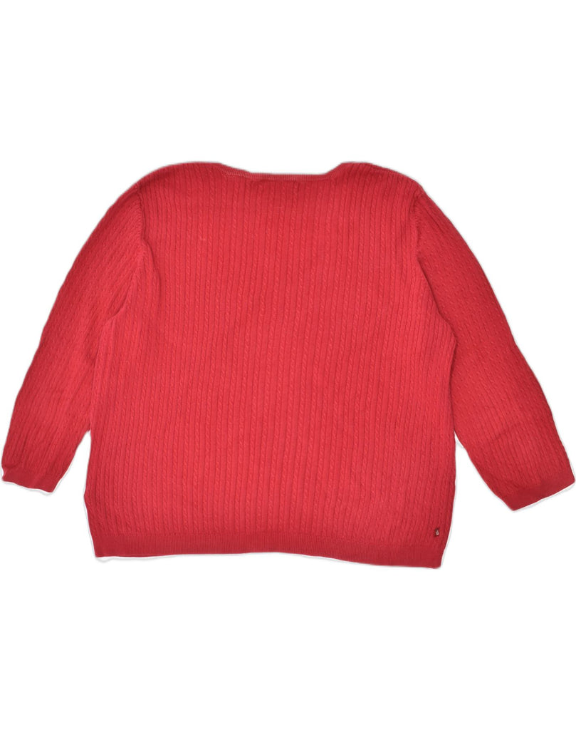 RALPH LAUREN Womens 3/4 Sleeve Oversized V-Neck Jumper Sweater UK 18 XL Red | Vintage | Thrift | Second-Hand | Used Clothing | Messina Hembry 