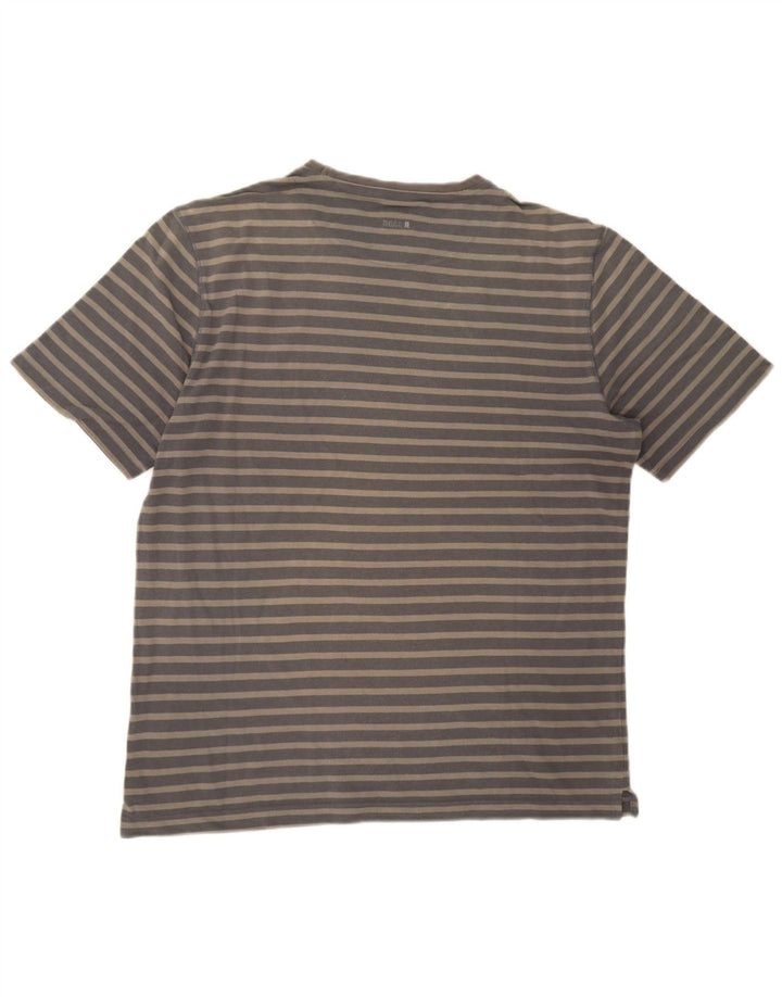 Hugo Boss Mens T-Shirt Top Medium Grey Striped Cotton