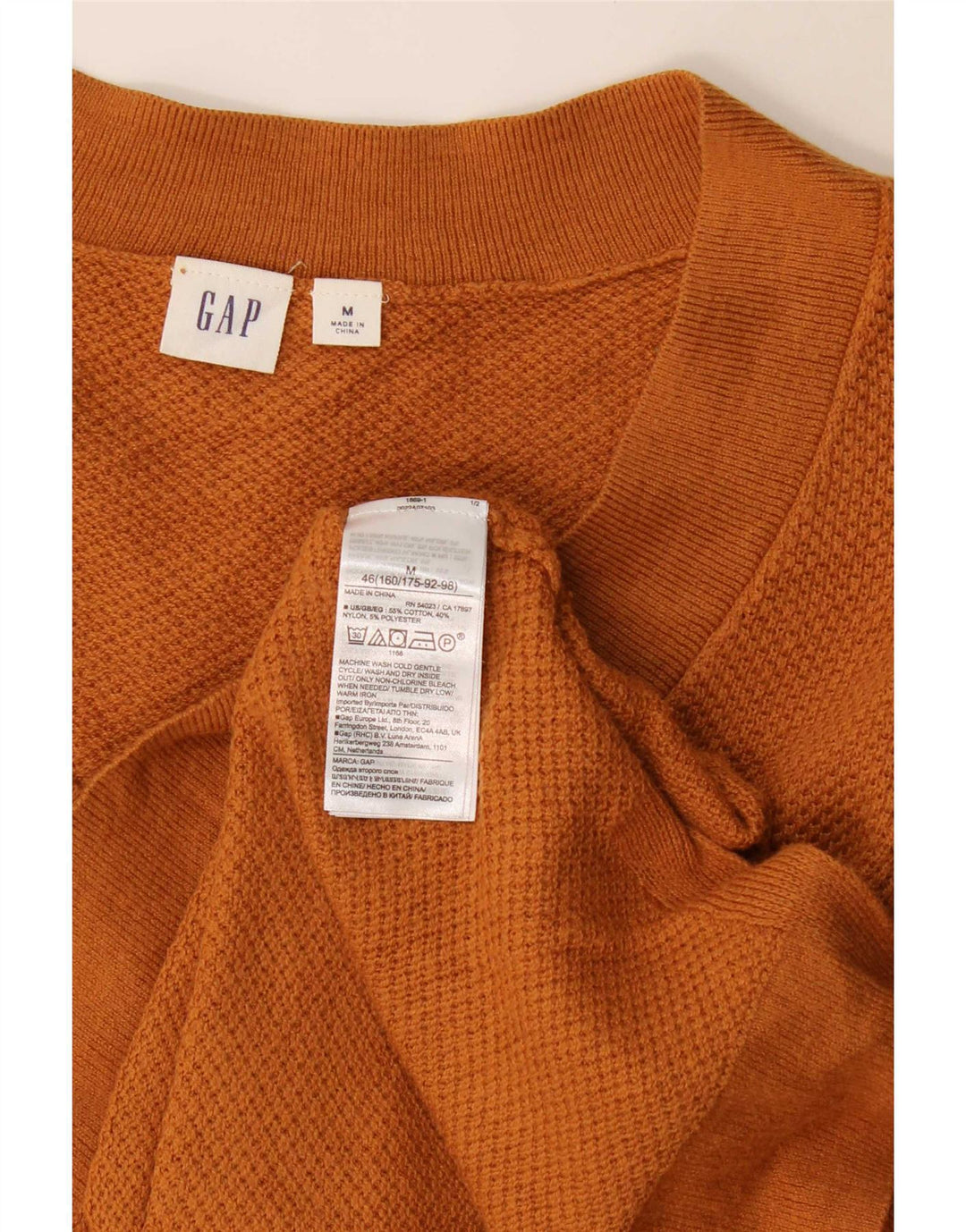Gap Womens V-Neck Jumper Sweater UK 14 Medium Brown Cotton