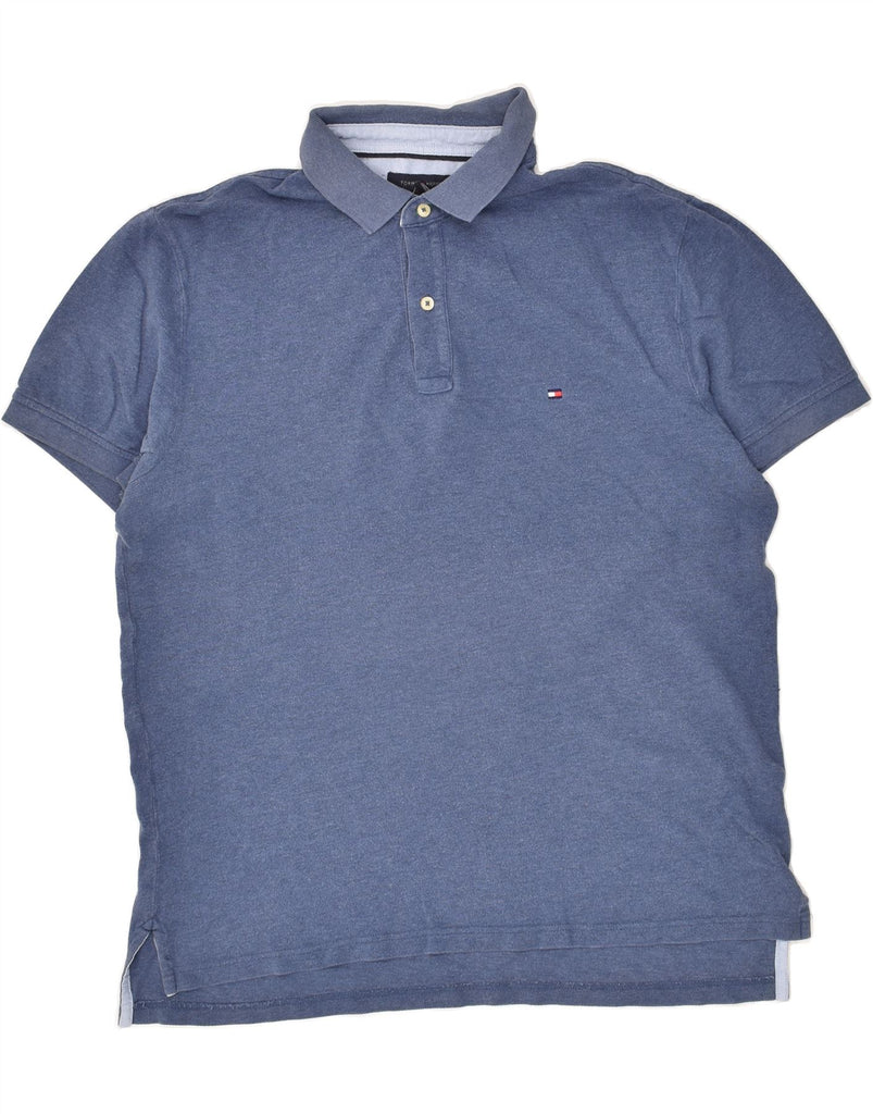 TOMMY HILFIGER Mens Polo Shirt Large Blue Cotton | Vintage Tommy Hilfiger | Thrift | Second-Hand Tommy Hilfiger | Used Clothing | Messina Hembry 