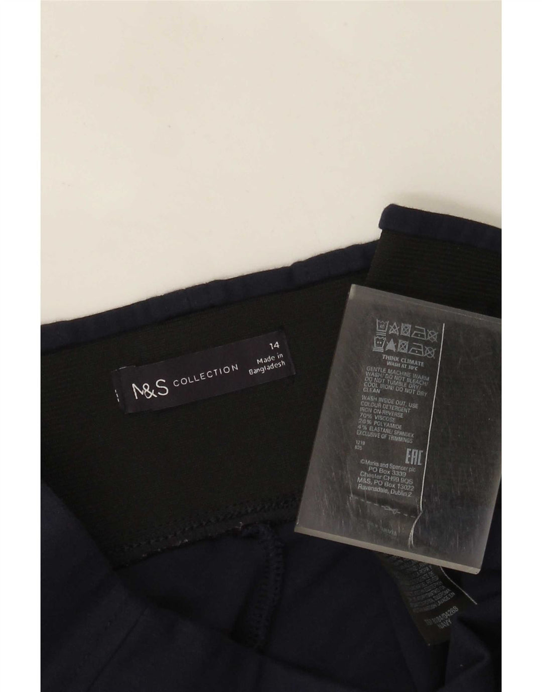 Marks & Spencer Womens Leggings UK 14 Large Navy Blue Viscose