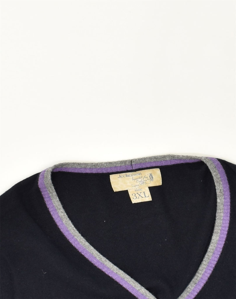 JECKERSON Womens Cardigan Sweater UK 22 3XL Navy Blue Wool | Vintage Jeckerson | Thrift | Second-Hand Jeckerson | Used Clothing | Messina Hembry 