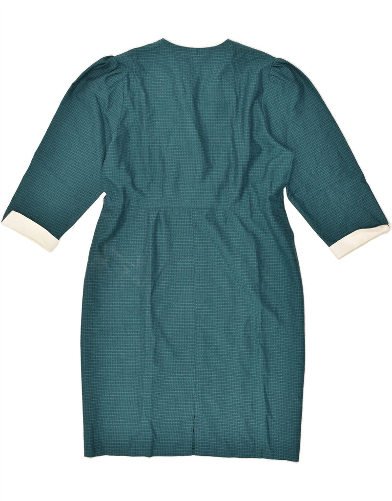 C&A Womens 3/4 Sleeve Shift Dress EU 44 XL Turquoise Polyester | Vintage C&A | Thrift | Second-Hand C&A | Used Clothing | Messina Hembry 