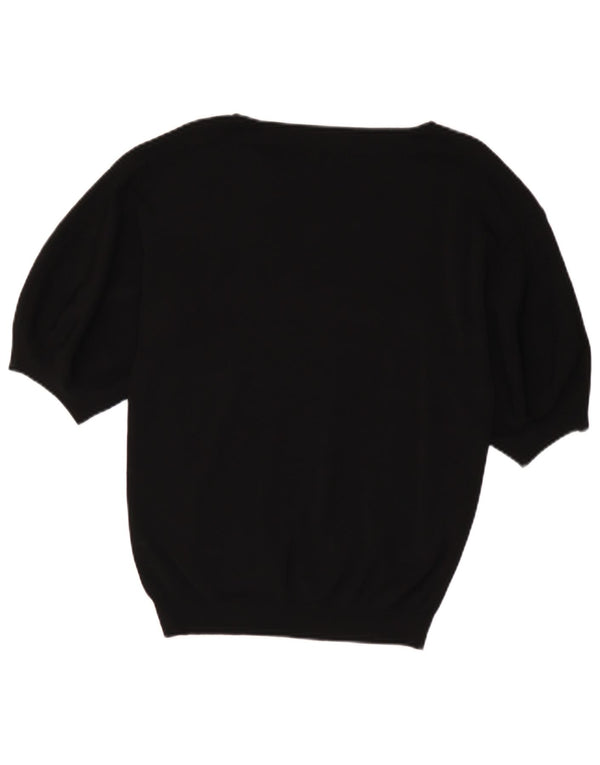 Massimo Dutti Womens Boat Neck Jumper Sweater UK 10 Small Black
