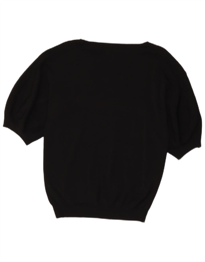 Massimo Dutti Womens Boat Neck Jumper Sweater UK 10 Small Black