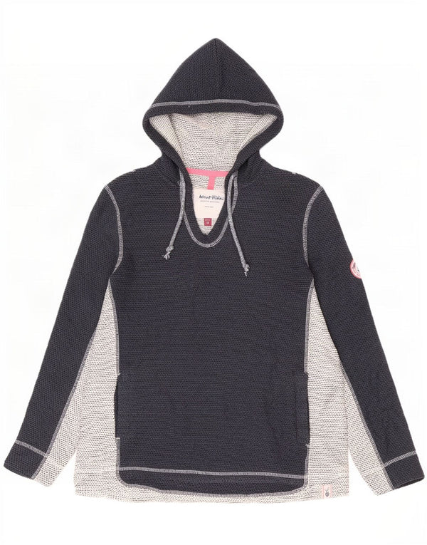 Weird Fish Womens Hoodie Jumper UK 18 XL Navy Blue Colourblock Acrylic